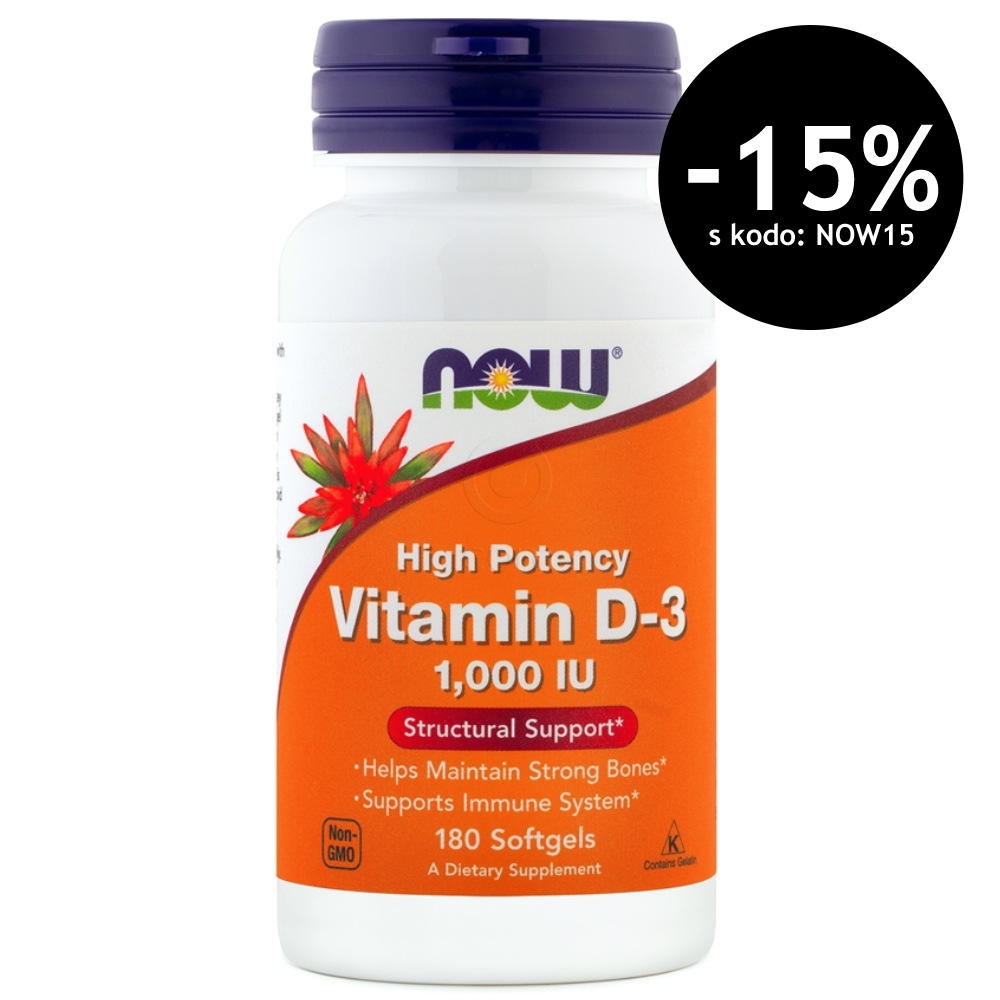 Vitamin D-3 1000 IE NOW, 180 kapsul